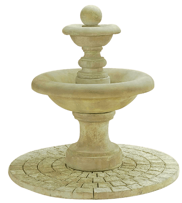 Villa Santini Two Tier Outdoor Cast Stone Garden Fountain With Ball Finial Fountain Tuscan